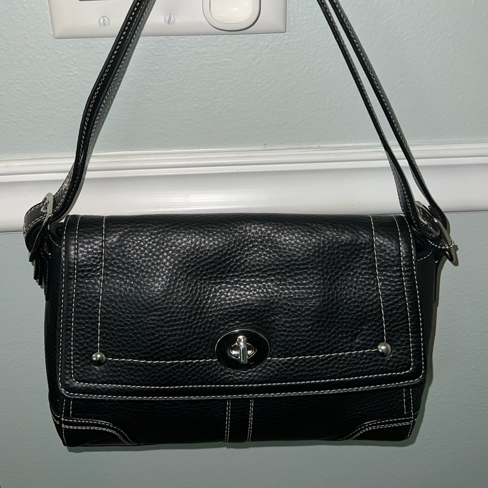 Coach Hamilton Flap Purse Black Leather Shoulder Bag